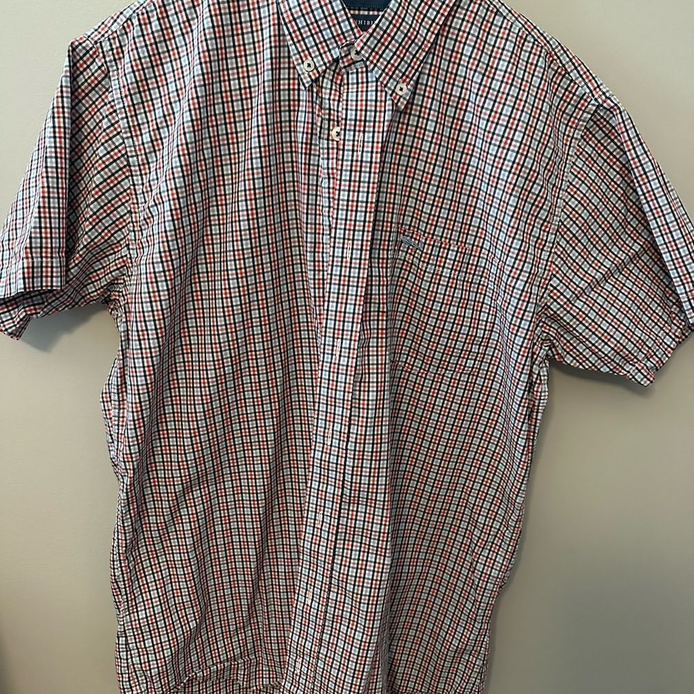 Coastal‎ Cotton Brand Classic Red and Navy Checkered Men's Shirt Medium